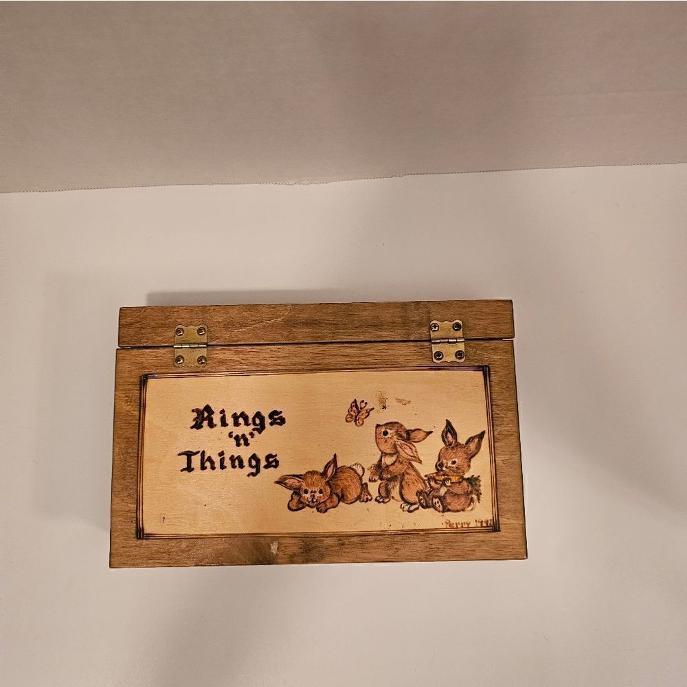 Handmade wooden rings and things jewelry box